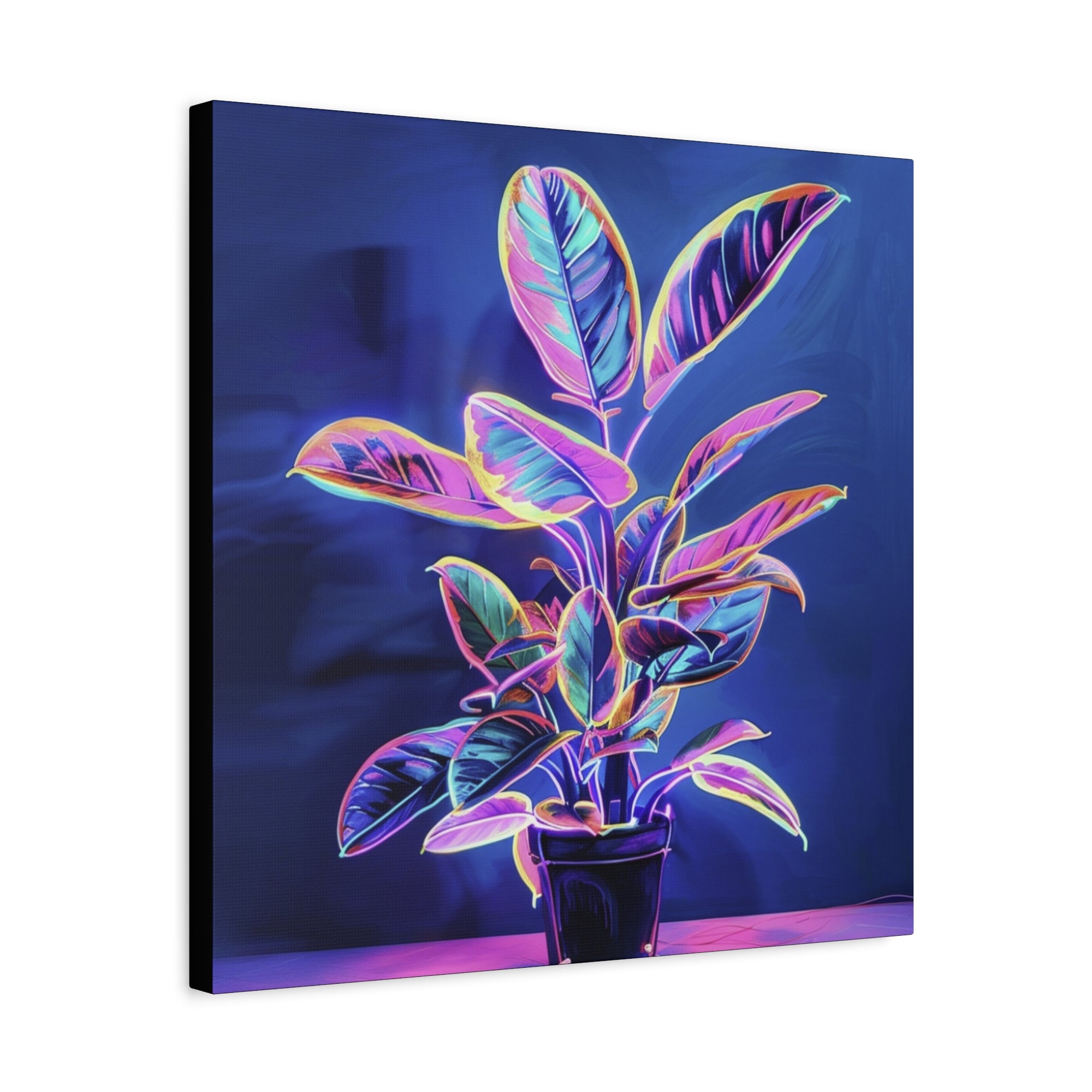 Rubber Tree Neon Canvas Print