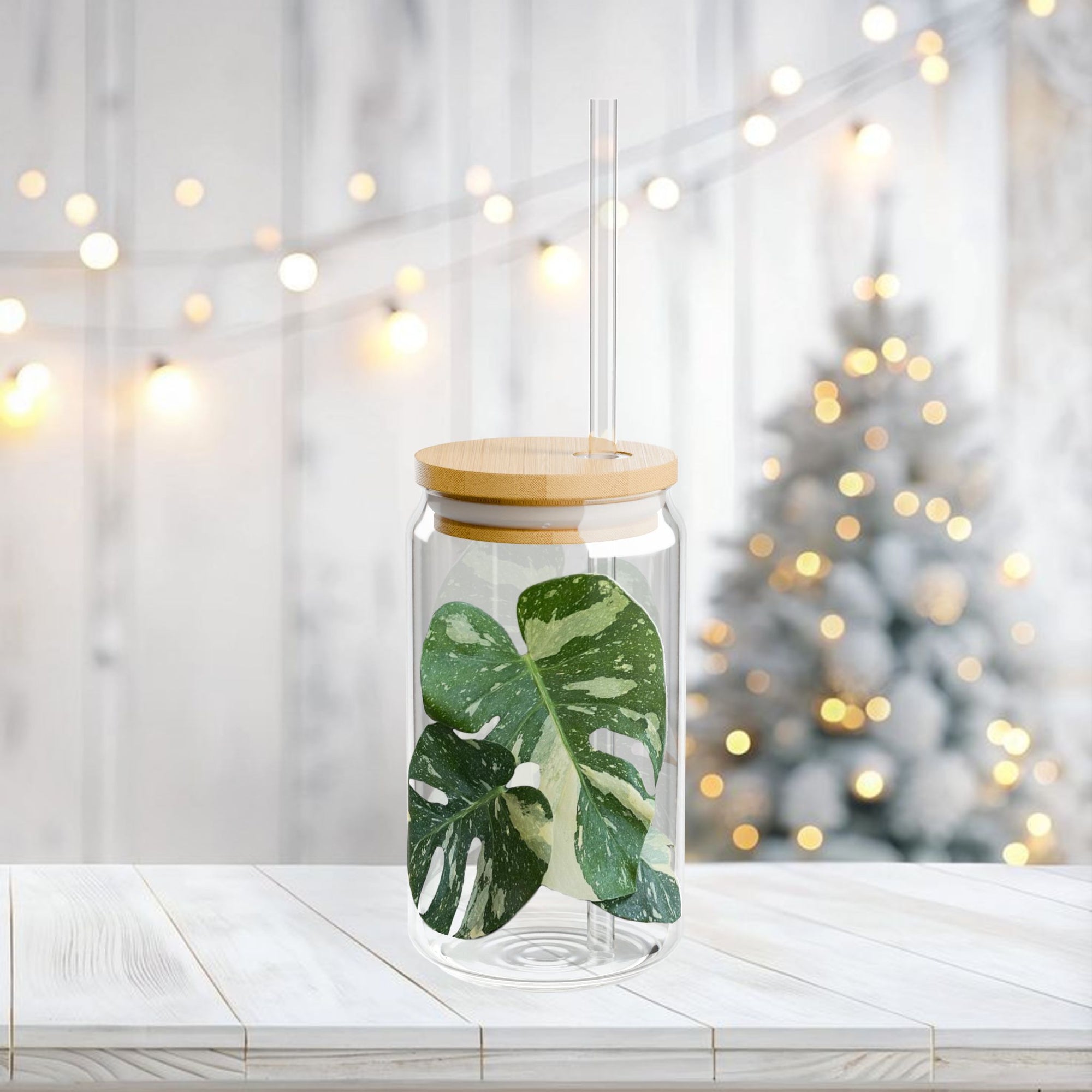 'Thai Constellation Monstera' Glass Sipper