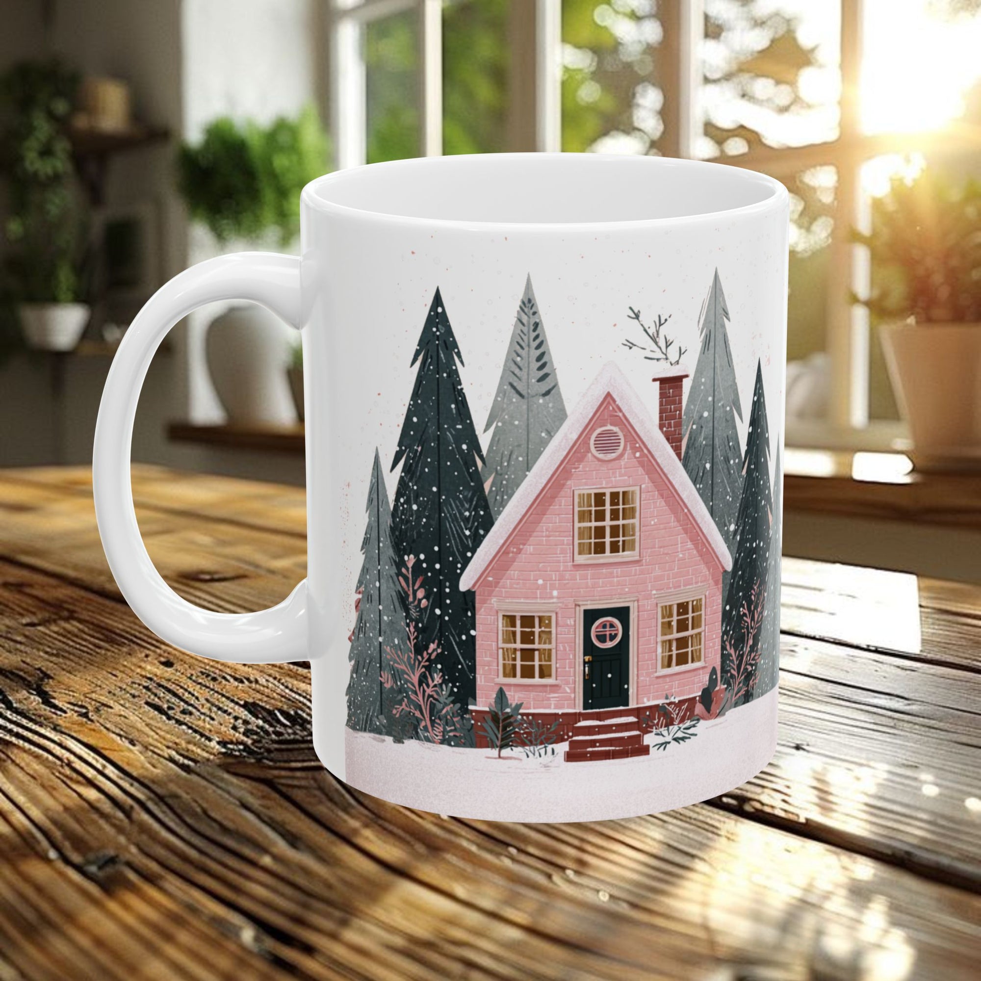 Pink Holiday House Coffee Mug