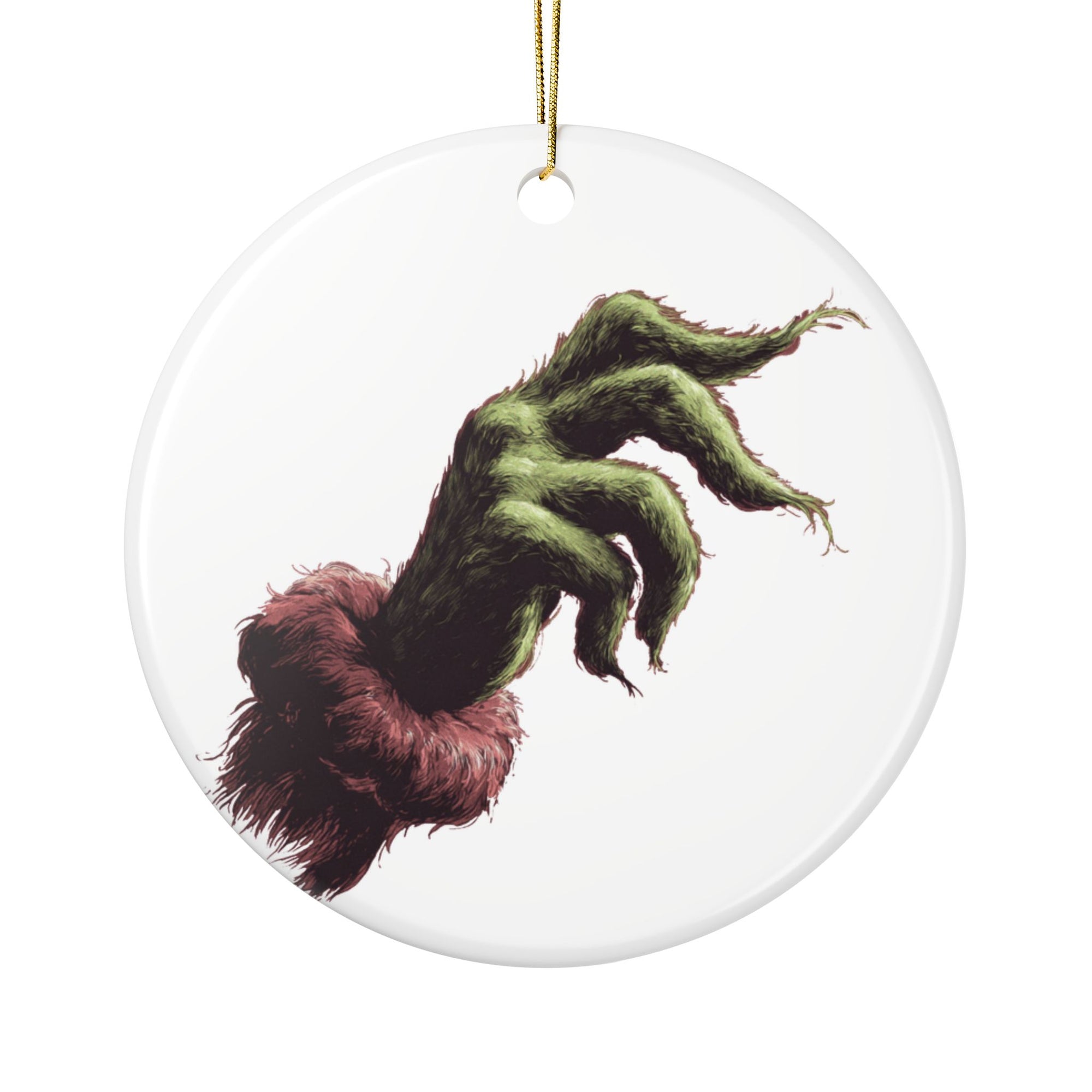 Grinch Hand Ceramic Ornament