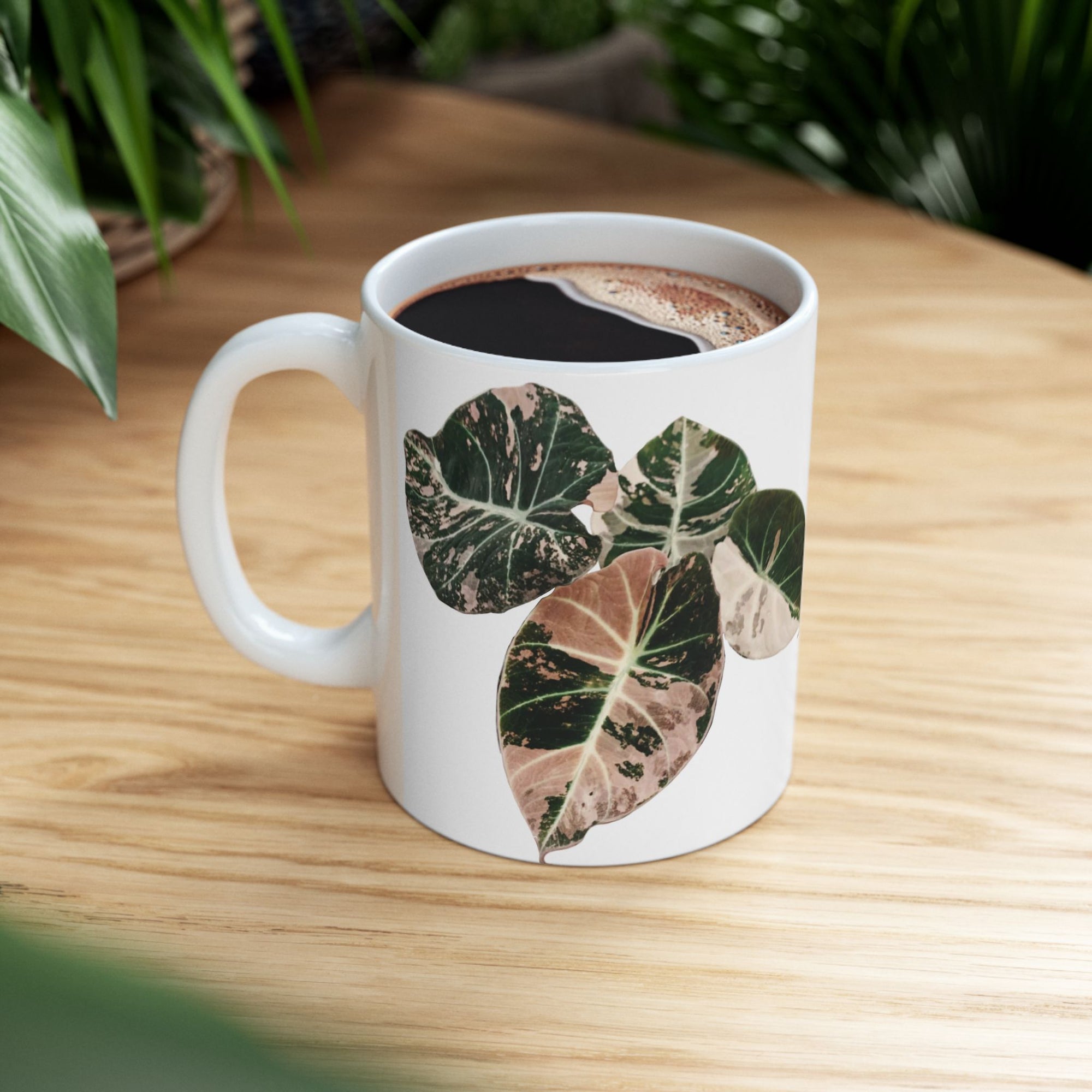 Black Pink Velvet Alocasia Coffee Mug