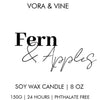Fern & Apples  | Vora + Vine Candle