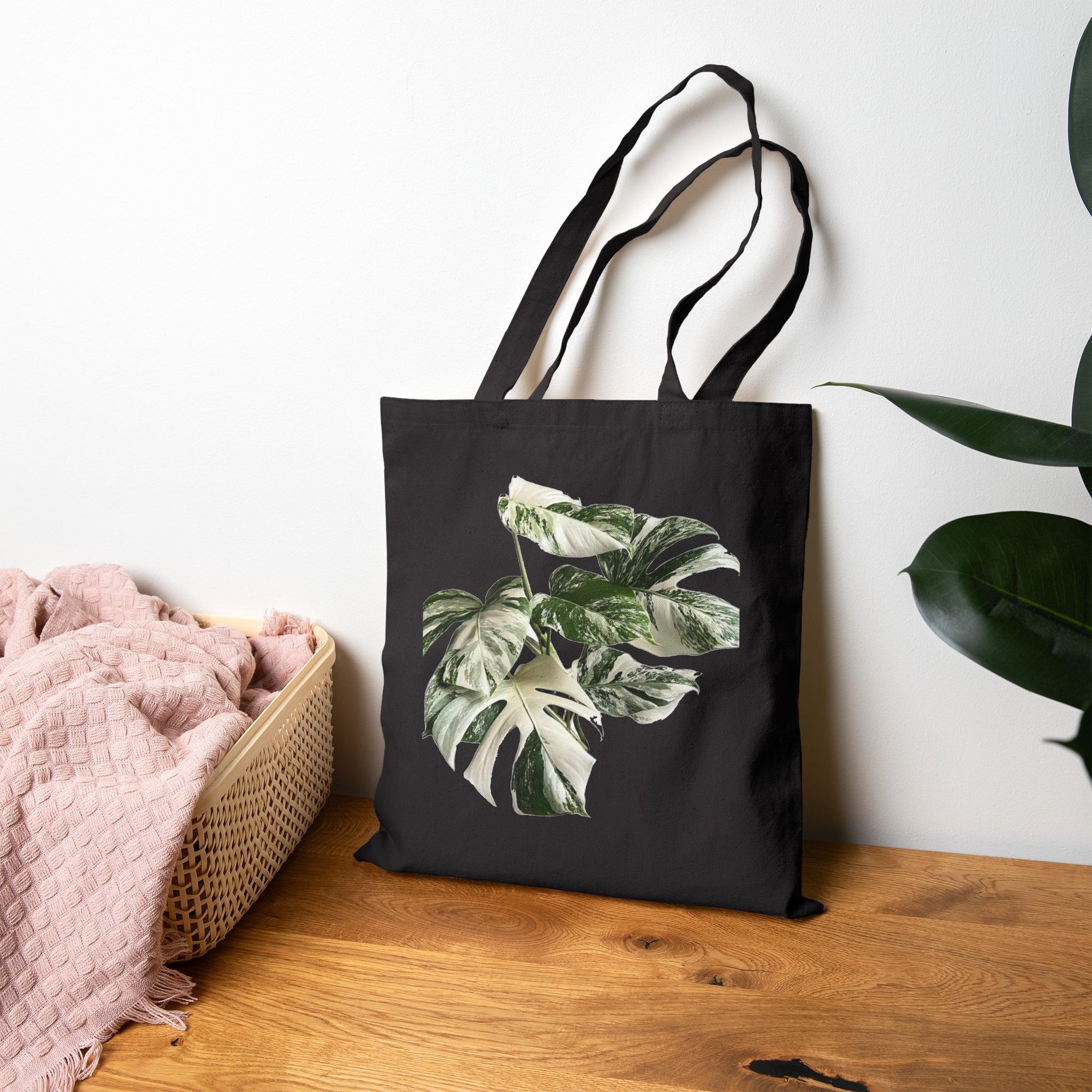 'Monstera Albo' Canvas Tote Bag
