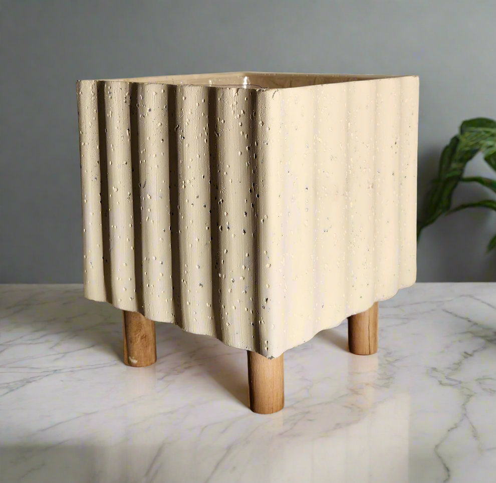 5" Square Ivory Planter