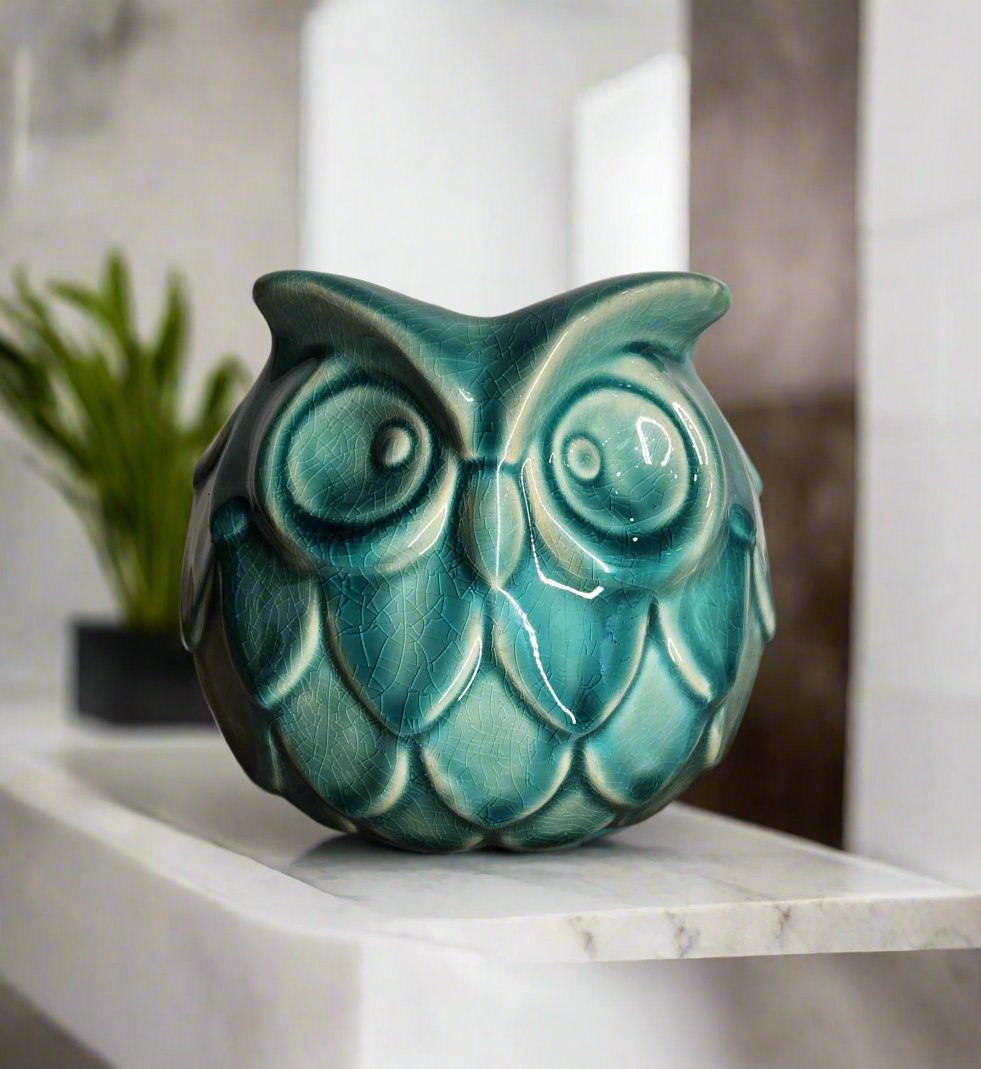 5" Teal Owl Planter