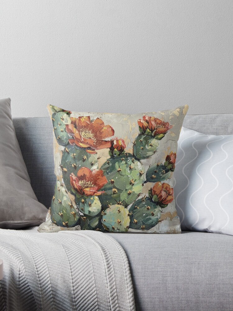 Cactus Bloom Throw Pillow