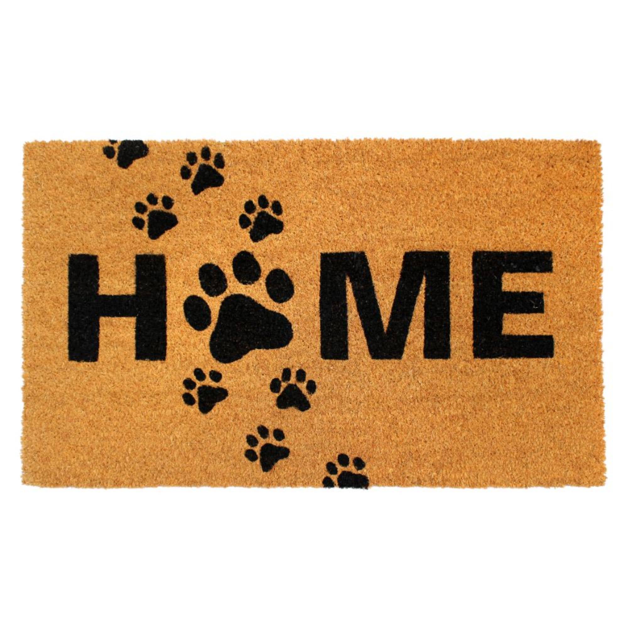 RugSmith - RugSmith Black Puppy Paws Home Coir Doormat, 18" x 30"