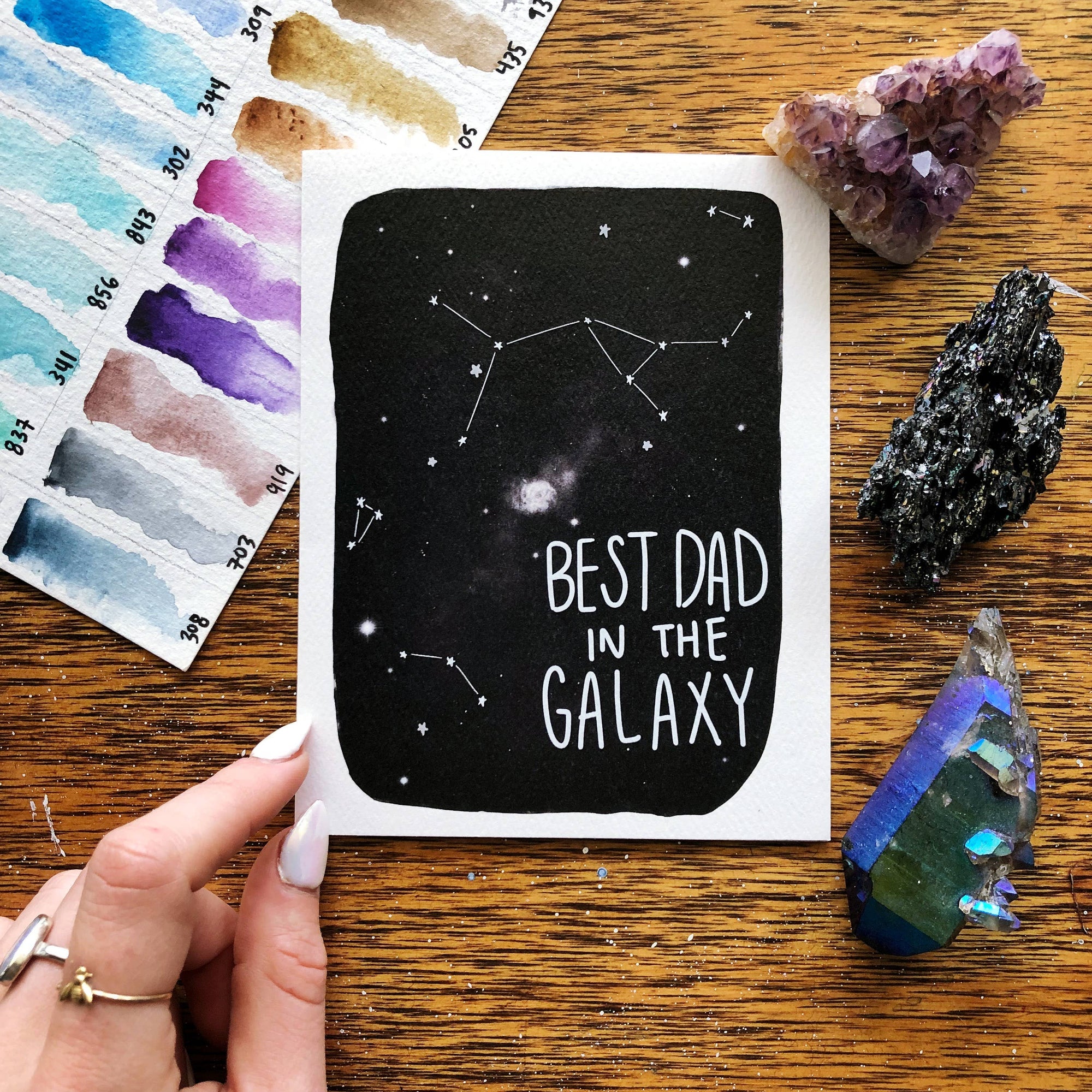 Best Dad Galaxy Greeting Card